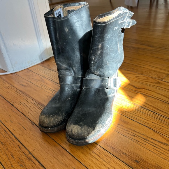 Frye Veronica Boots Leather Engineer Moto Boot Distressed, black Sz 8 - Picture 4 of 7